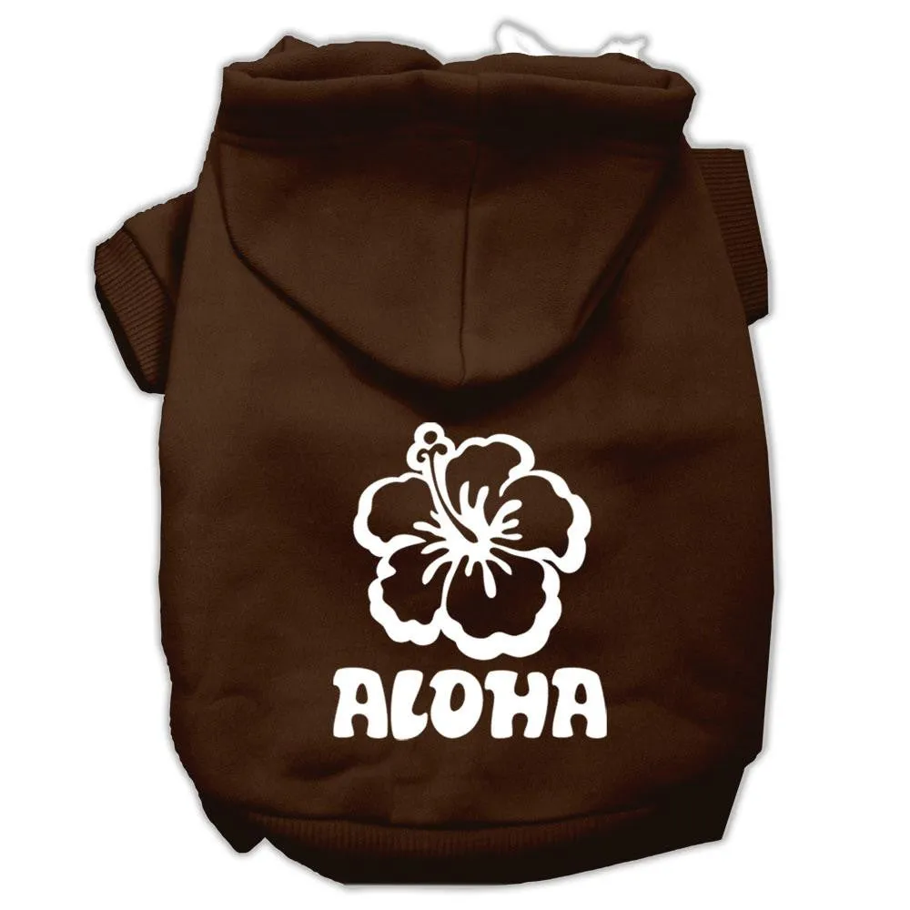 Aloha Flower Screen Print Pet Hoodies Brown Size XXL (18)