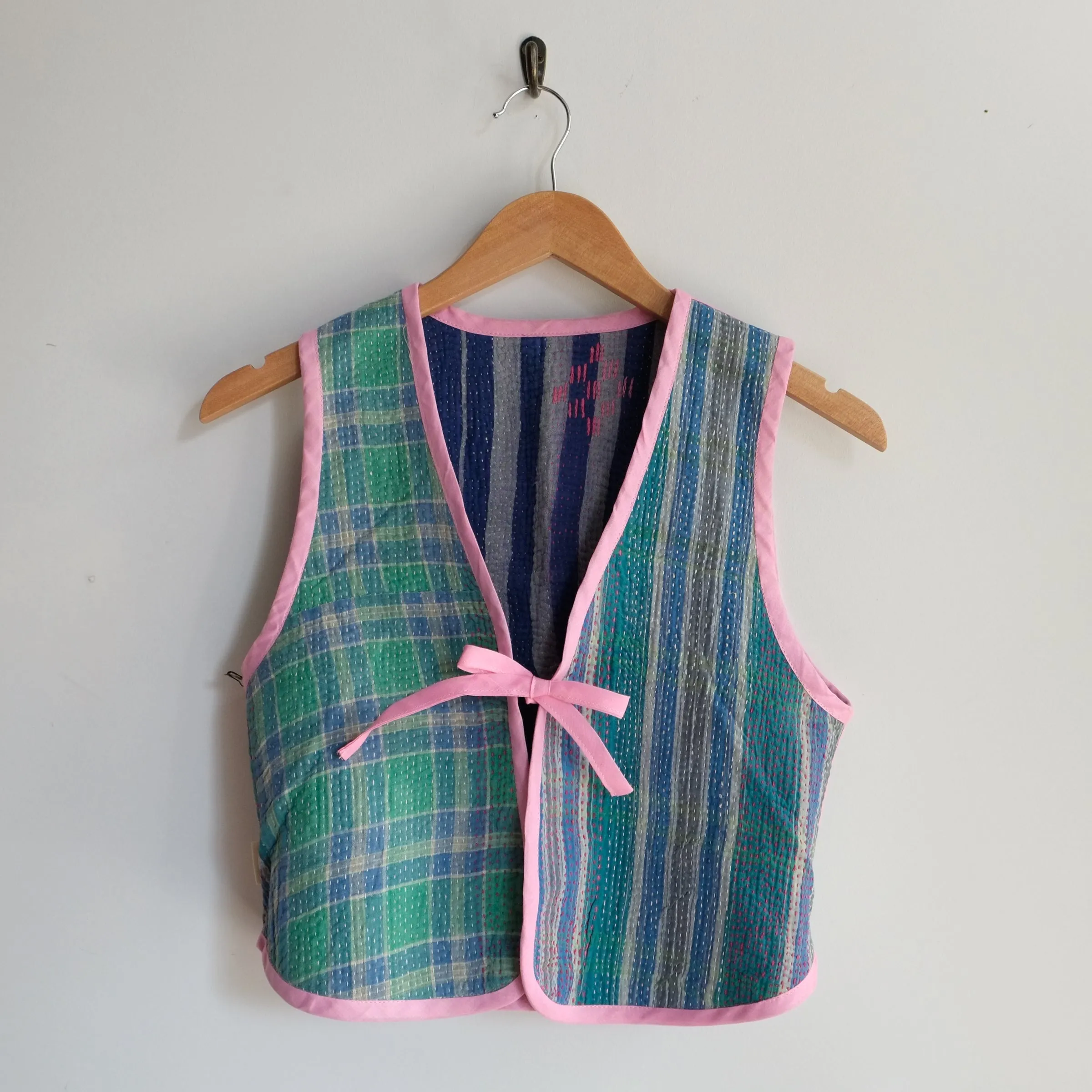 Amelia Vest Purple with Grey Vertical Stripes XS078