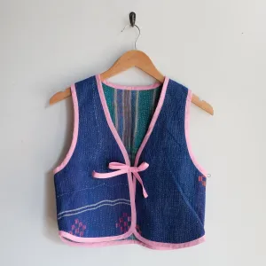 Amelia Vest Purple with Grey Vertical Stripes XS078