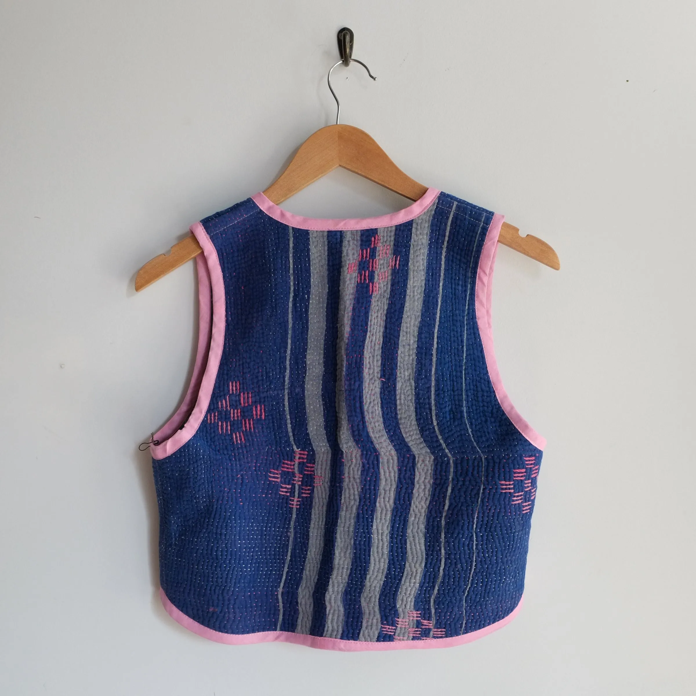 Amelia Vest Purple with Grey Vertical Stripes XS078