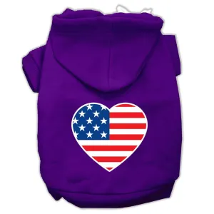 American Flag Heart Screen Print Pet Hoodies Purple Size Lg (14)