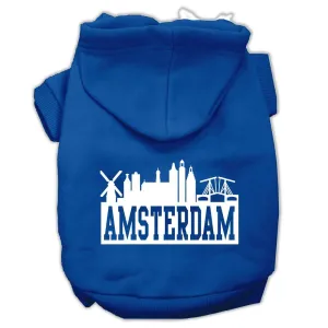 Amsterdam Skyline Screen Print Pet Hoodies Blue Size XXXL (20)