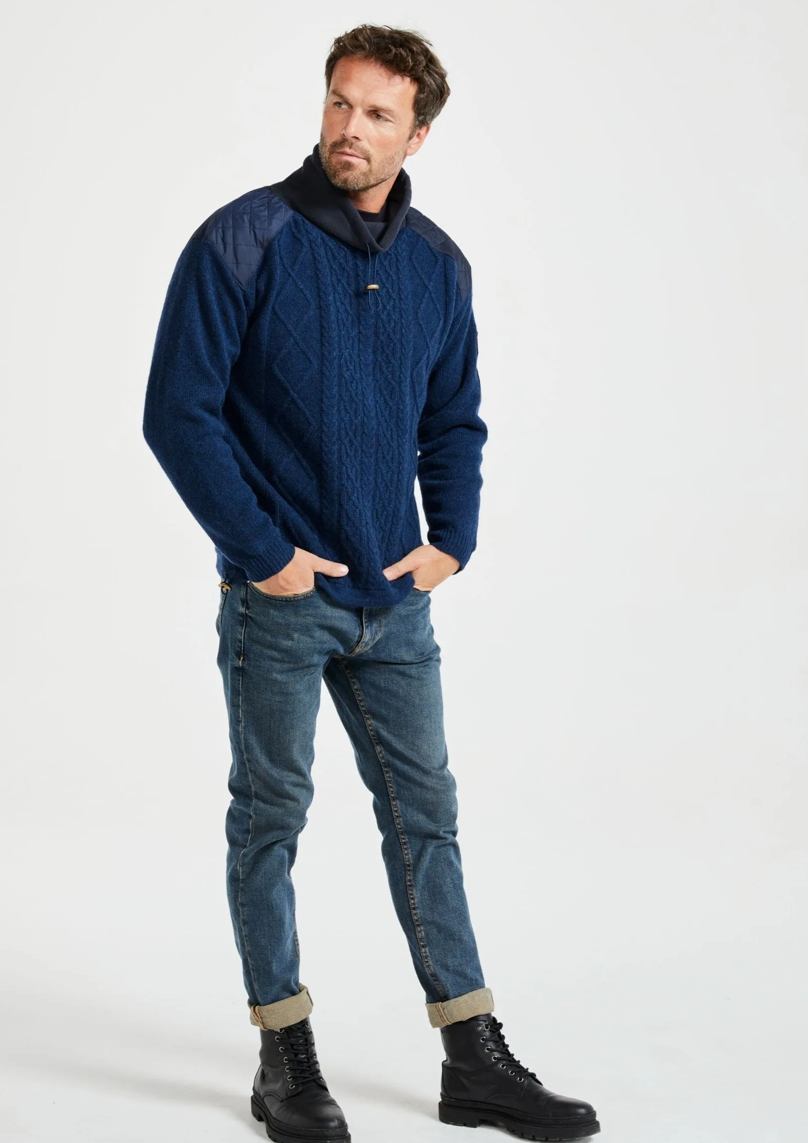 Aran Diamond Knit Sweater | Blue