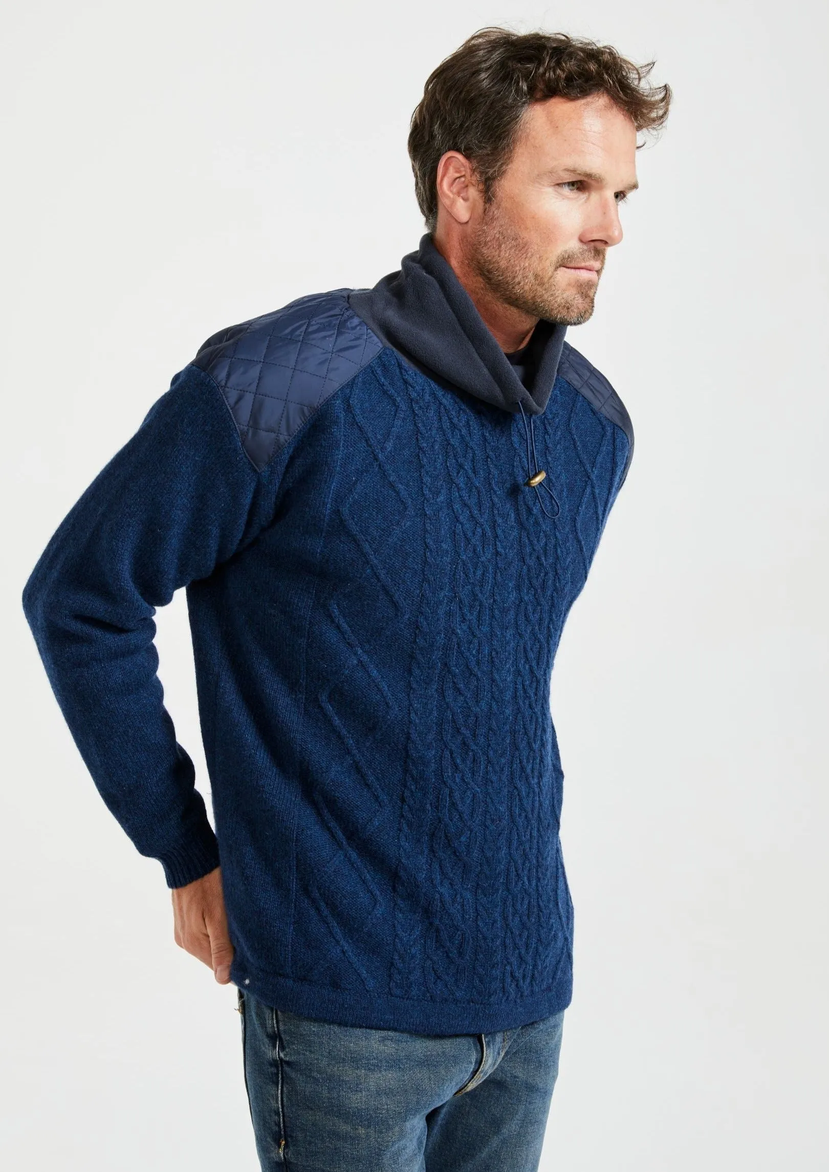 Aran Diamond Knit Sweater | Blue