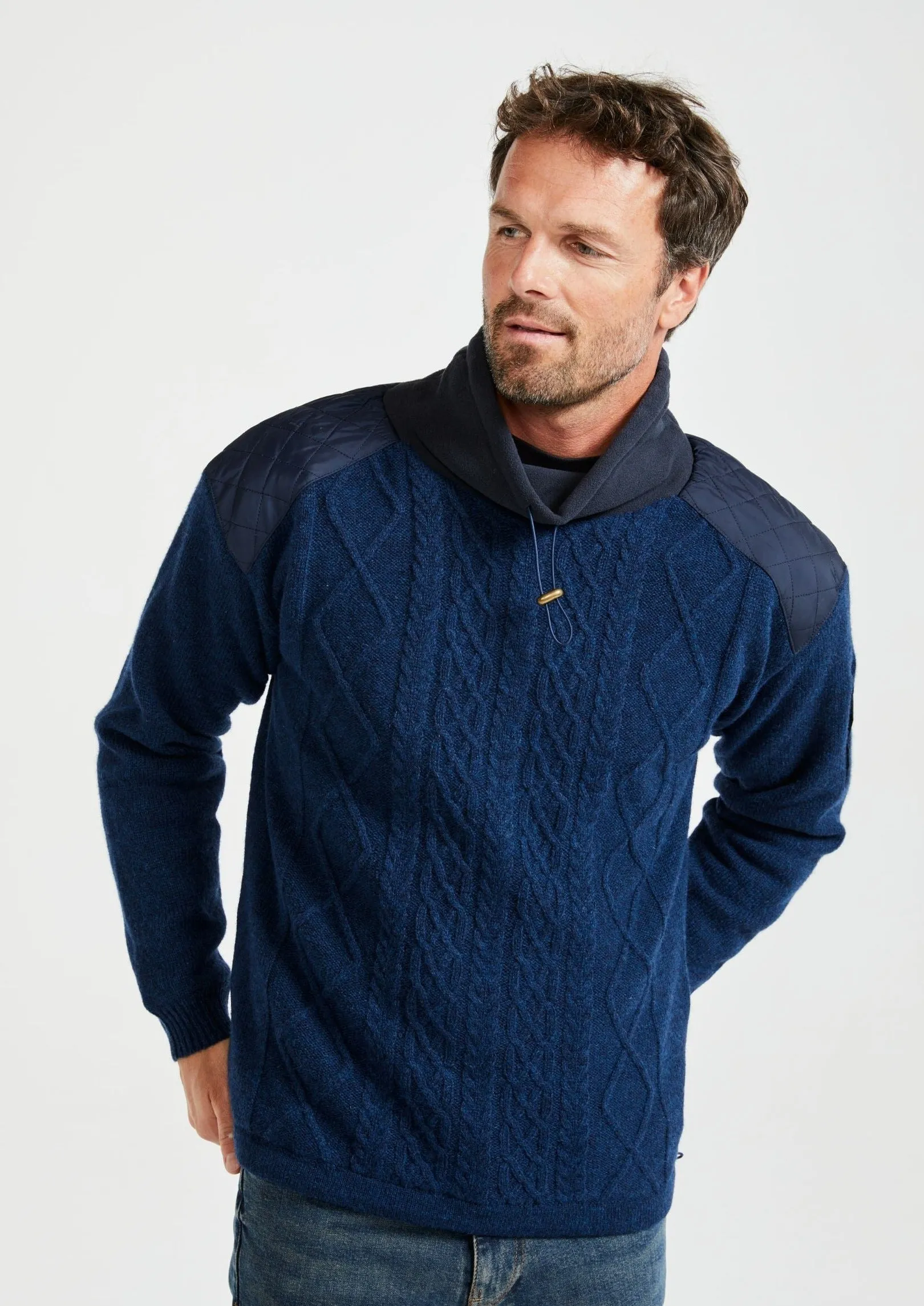 Aran Diamond Knit Sweater | Blue