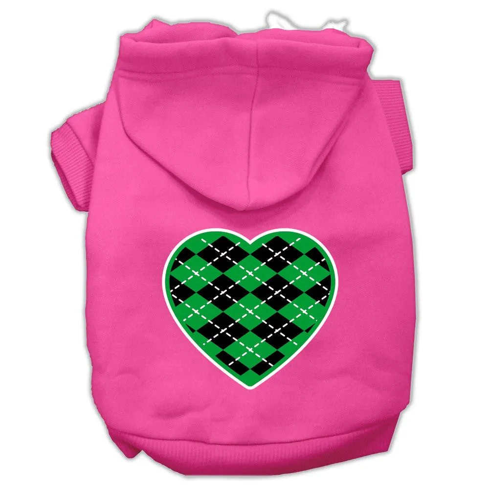 Argyle Heart Green Screen Print Pet Hoodies Bright Pink Size XXL (18)