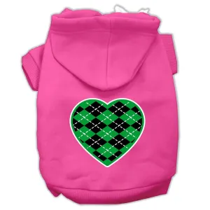 Argyle Heart Green Screen Print Pet Hoodies Bright Pink Size XXL (18)