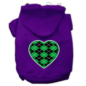 Argyle Heart Green Screen Print Pet Hoodies Purple Size Lg (14)