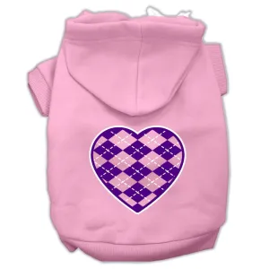 Argyle Heart Purple Screen Print Pet Hoodies Light Pink Size XL (16)