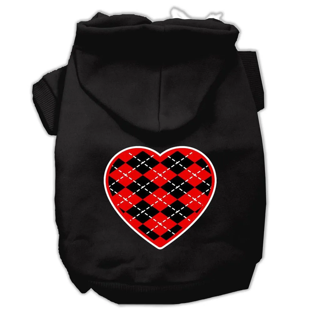 Argyle Heart Red Screen Print Pet Hoodies Black Size XL (16)