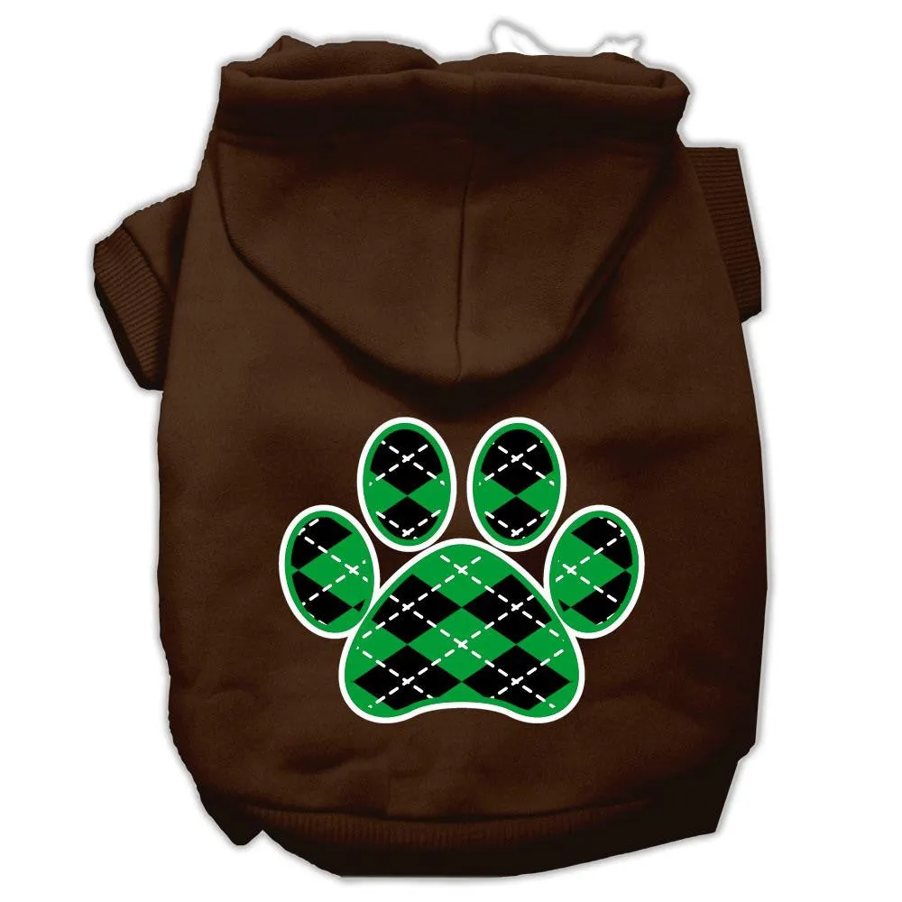 Argyle Paw Green Screen Print Pet Hoodies Brown Size Lg (14)