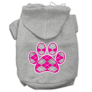 Argyle Paw Pink Screen Print Pet Hoodies Grey Size XXL (18)