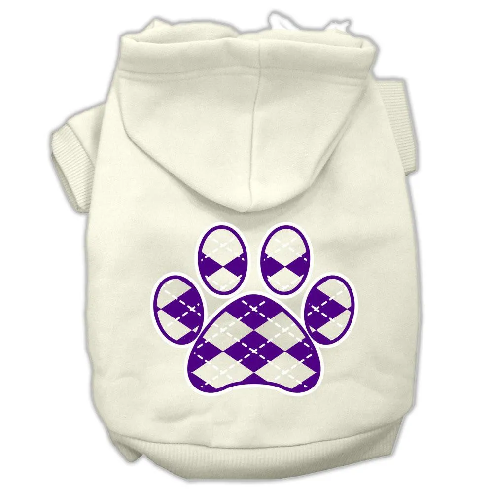 Argyle Paw Purple Screen Print Pet Hoodies Cream Size XXL (18)