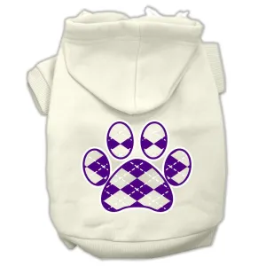 Argyle Paw Purple Screen Print Pet Hoodies Cream Size XXXL(20)