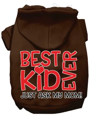 Ask My Mom Screen Print Dog Hoodie Brown Xs