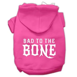 Bad to the Bone Dog Pet Hoodies Bright Pink Size XS (8)