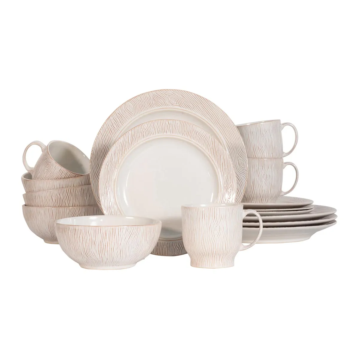 Blenheim Oak 16pc Place Setting - Whitewash