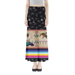 Buffalos Running Black Sky Full Length Maxi Skirt