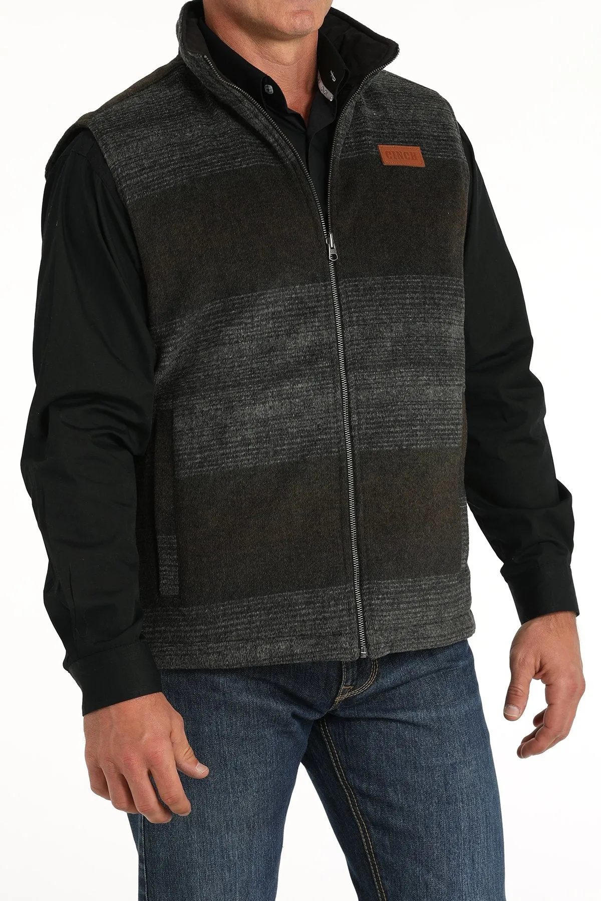 Cinch Men's Reversible Quilted Vest in Black & Charcoal