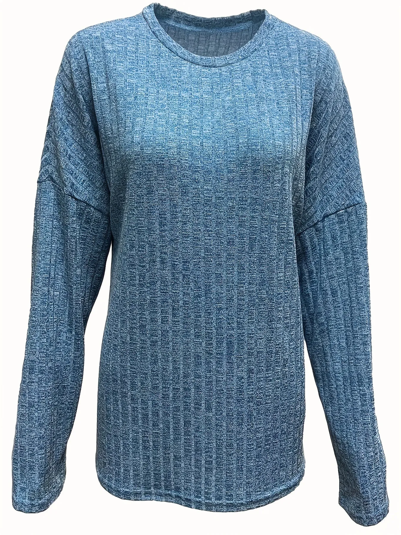 Cozy Ribbed Crew Neck Tee - Soft, Ultra-Relaxed Fit, Classic Long Sleeve Design for Stylish Womens Everyday Wear, Perfect for Casual Occasions