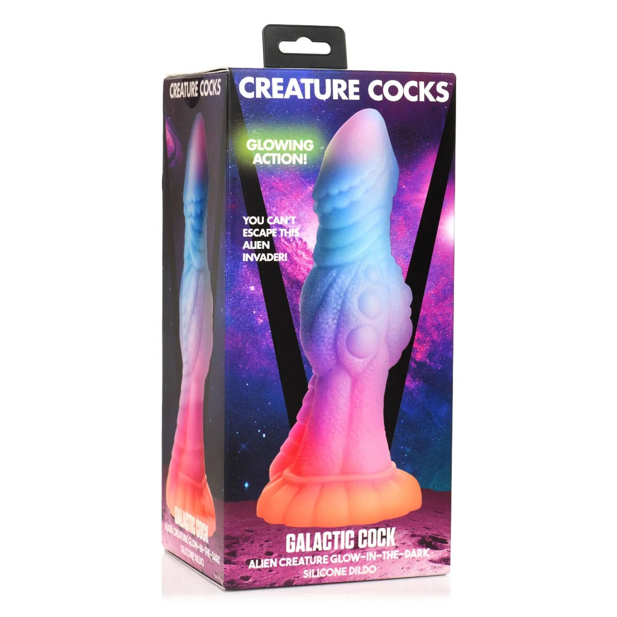 Creature Cocks Galactic Cock Alien Creature Glow In The Dark Silicone Dildo Blue Pink Purple