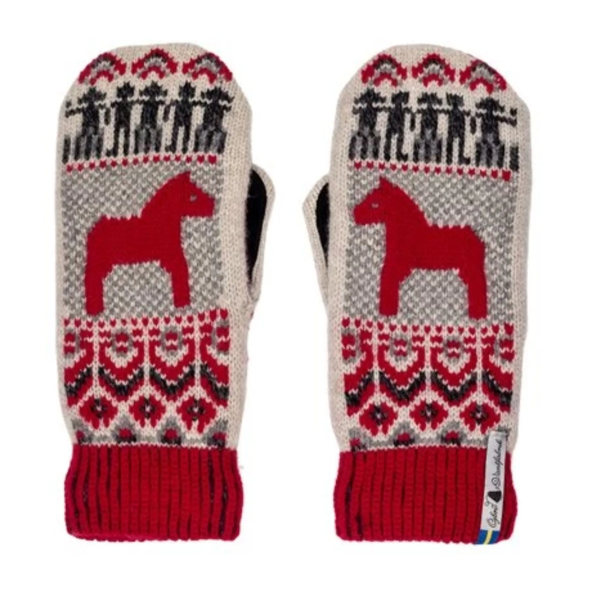 Dalarna Pattern Suede Palm Swedish Mittens