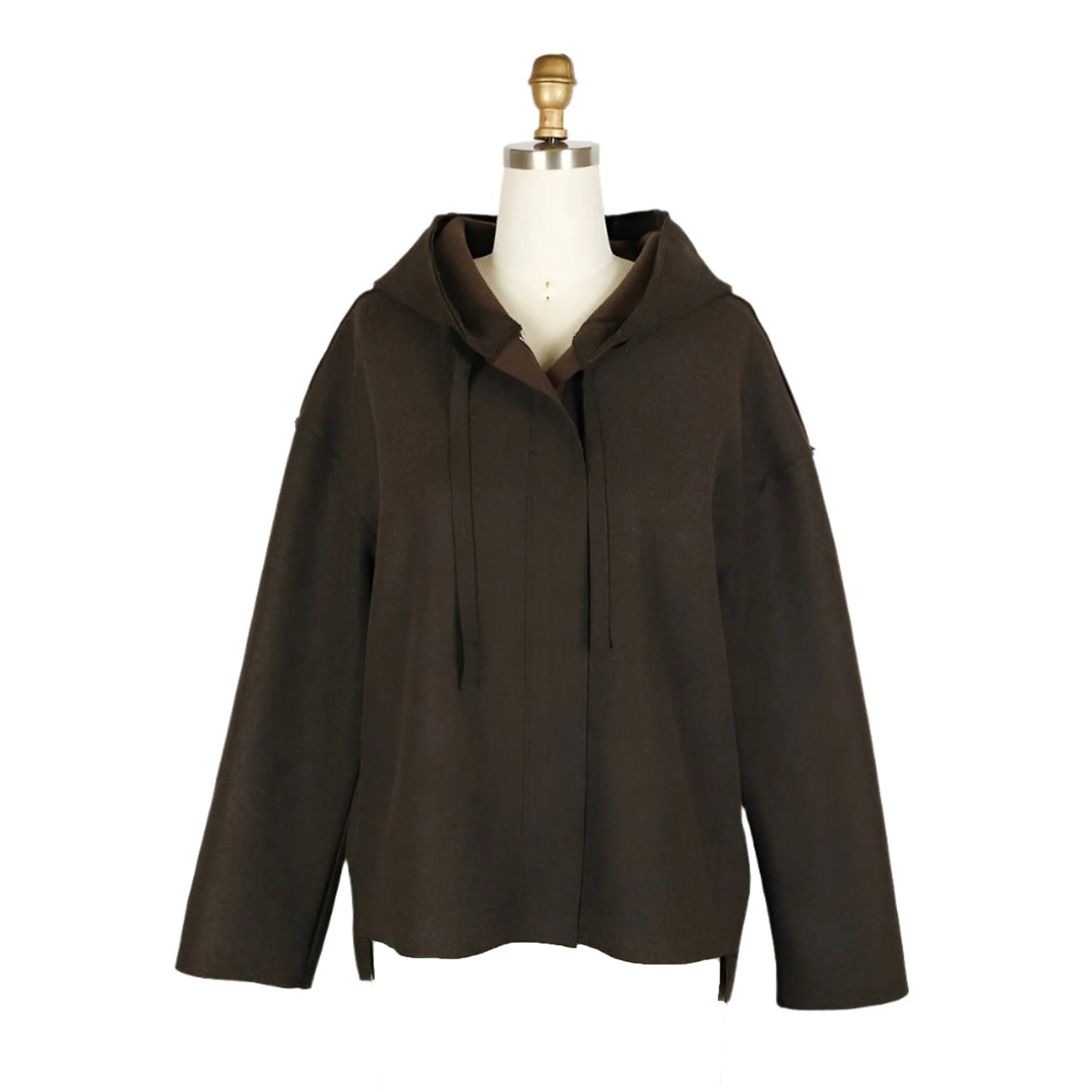 Damee Wool Blend Hooded Jacket in Brown - 4900-BRN