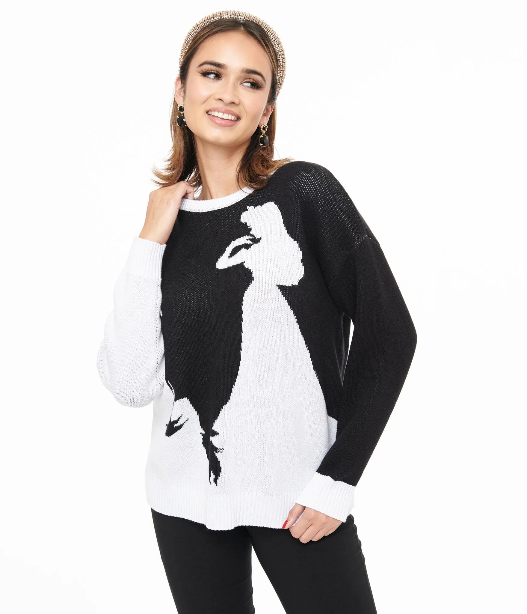 Disney Princess collection by Unique Vintage Black & White Maleficent Aurora Sweater