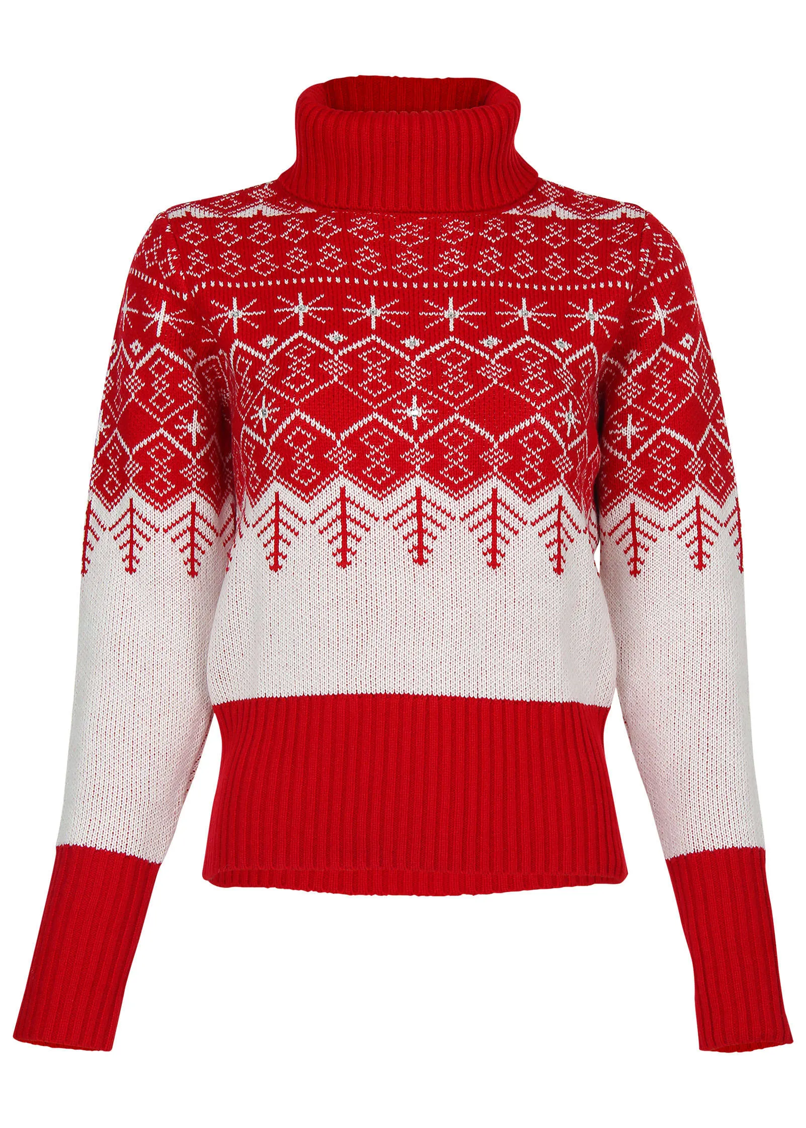 Embellished Holiday Sweater - Red Snowflake Multi