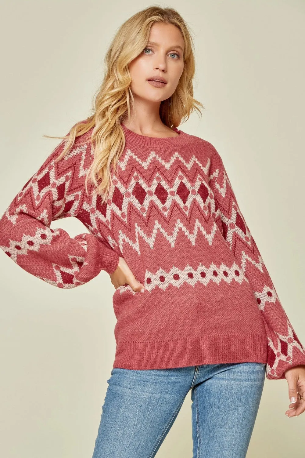 Geometric Sweater, Marsala