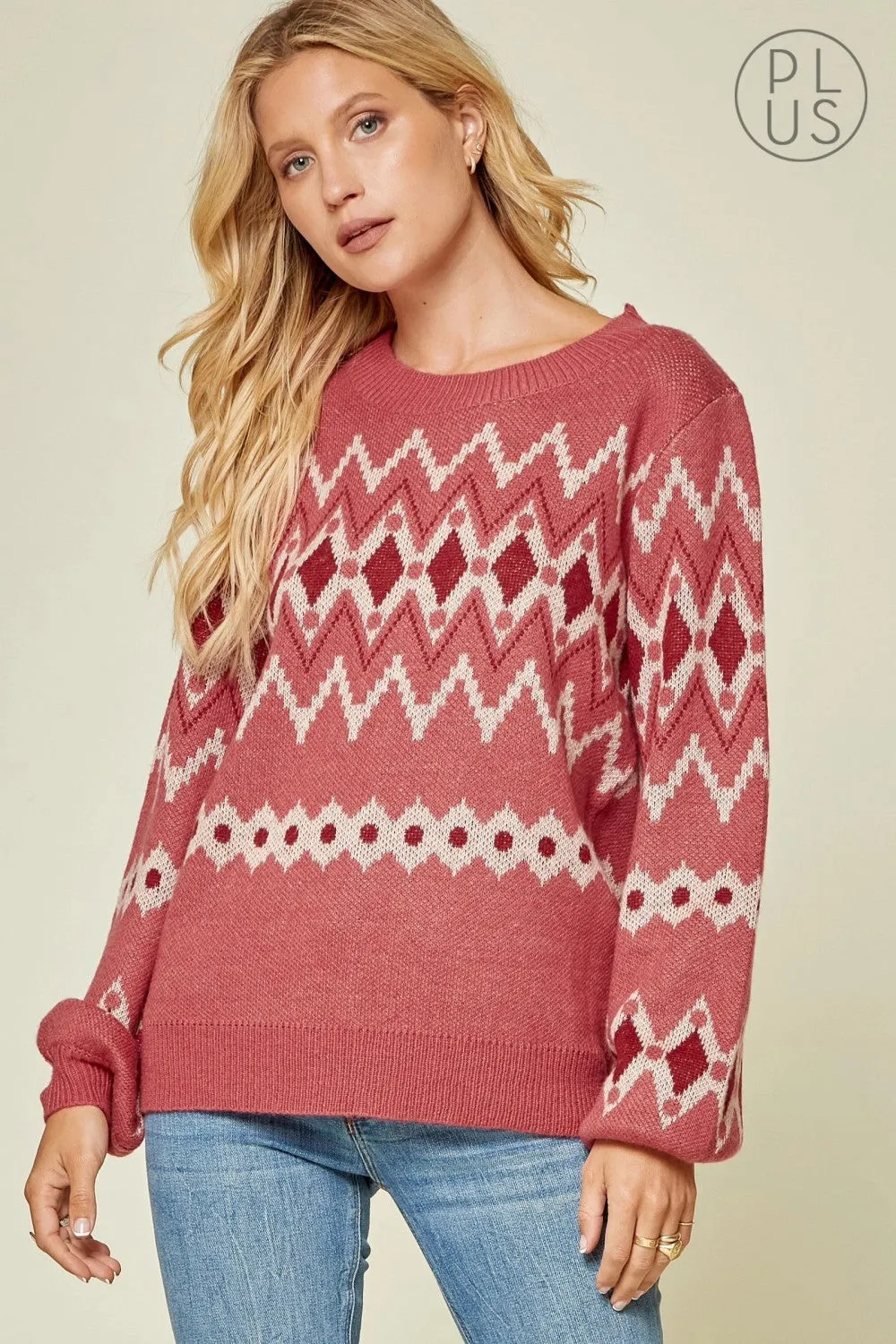 Geometric Sweater, Marsala