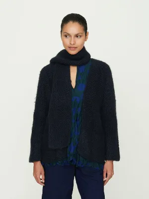 Giacca Legaccio Hand-Knitted Jacket Collo V in Dark Blue