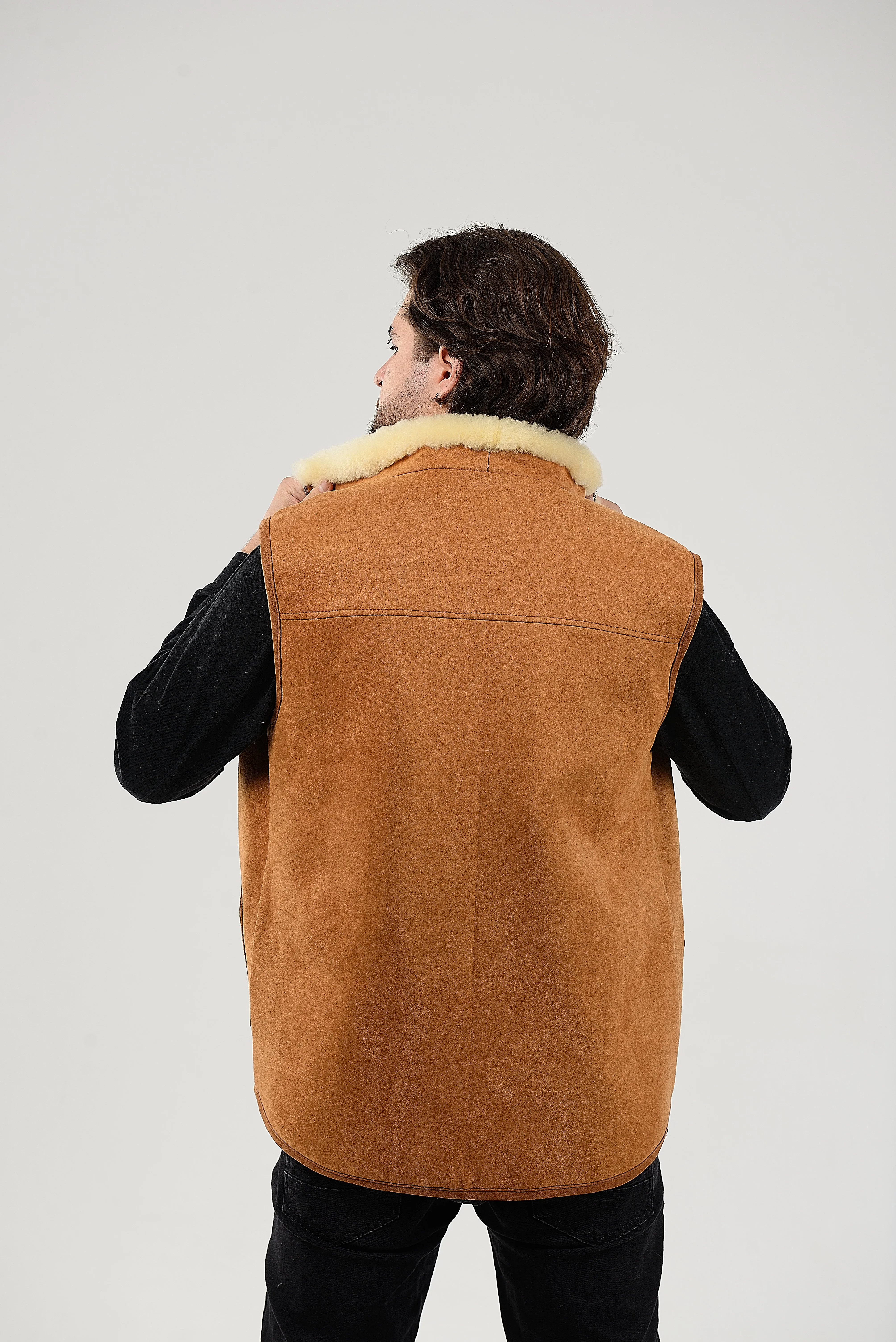 Ginger Sheepskin Vest with Patch Pocket Medical Sheepskin Hypoallergenic