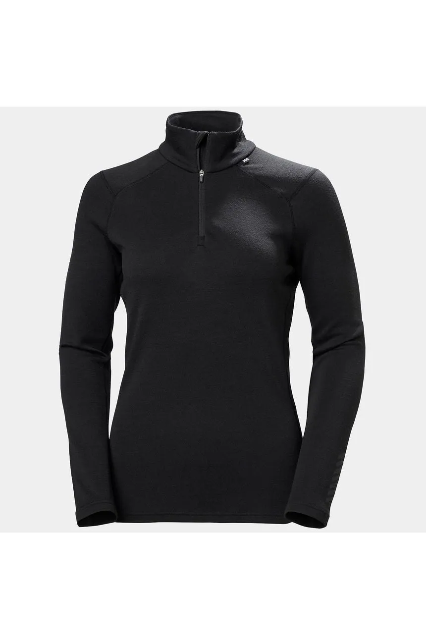 Helly Hansen Womens Lifa Merino Midweight 1/2 Zip Base Layer Black