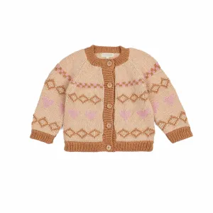 Intarsia Hearts Cardi | Dusty Pink