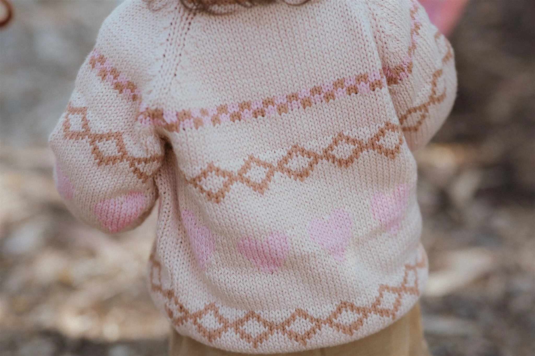 Intarsia Hearts Cardi | Dusty Pink