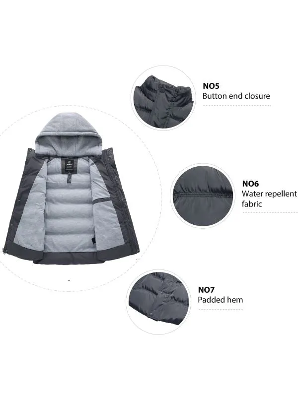 Men's Winter Quilted Vest Removable Hooded Sleeveless Gilet