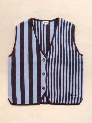 Merino wool vest in blue stripe