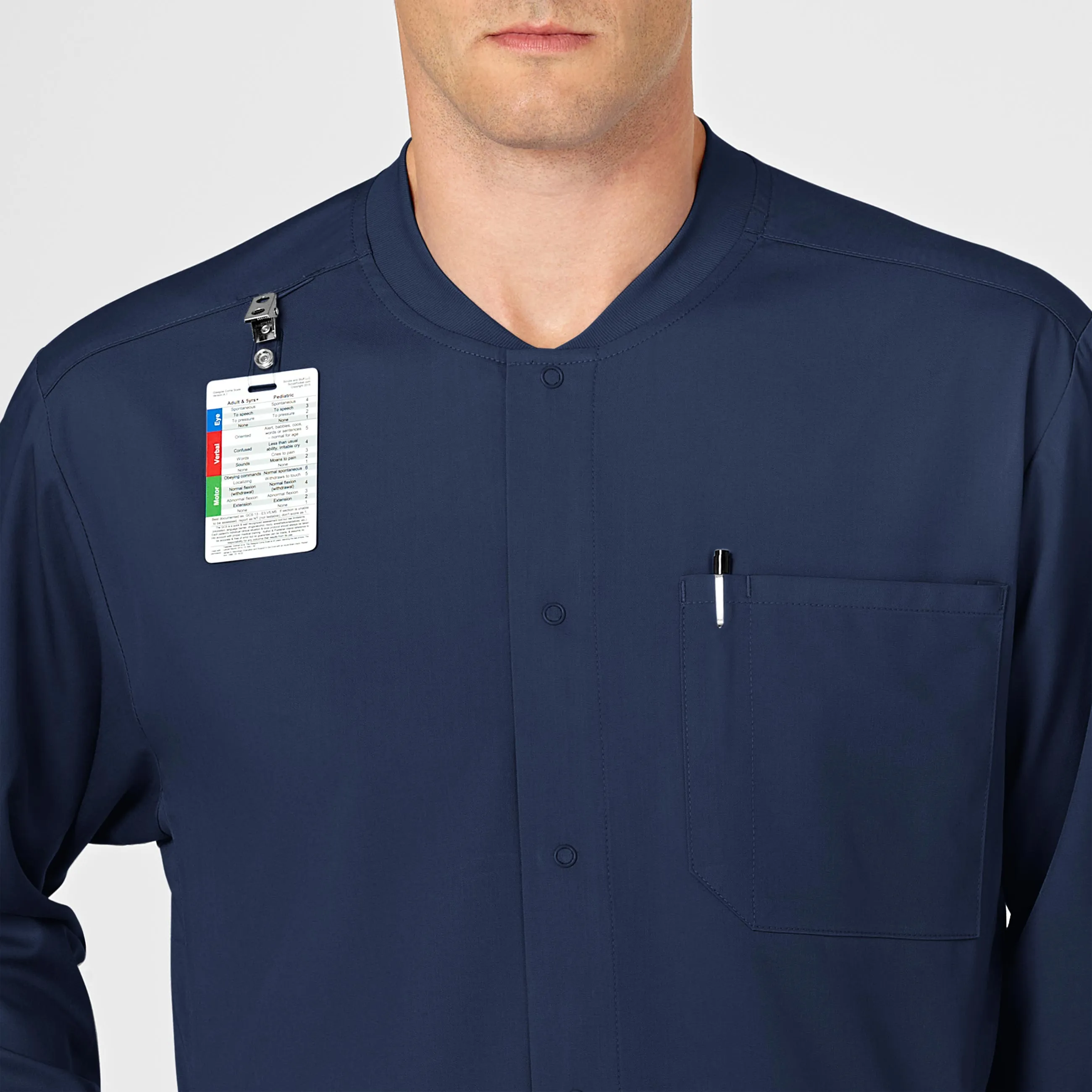 PRO Men's Snap Front Scrub Jacket - Navy