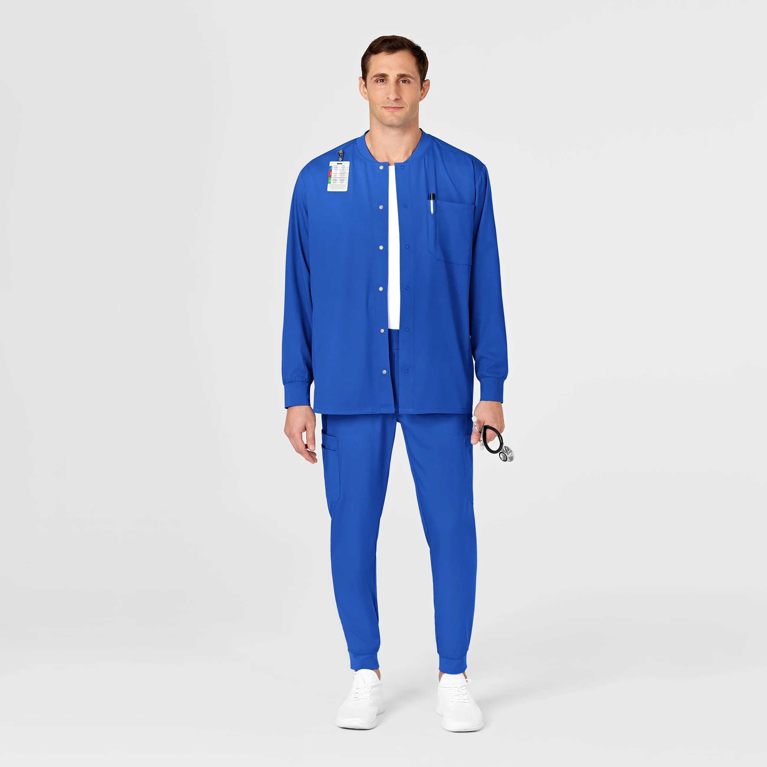 PRO Men's Snap Front Scrub Jacket - Royal