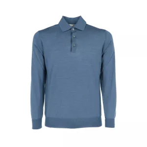 Sky Blue Royal Merino Wool Polo Shirt - FILIPPO DE LAURENTIIS