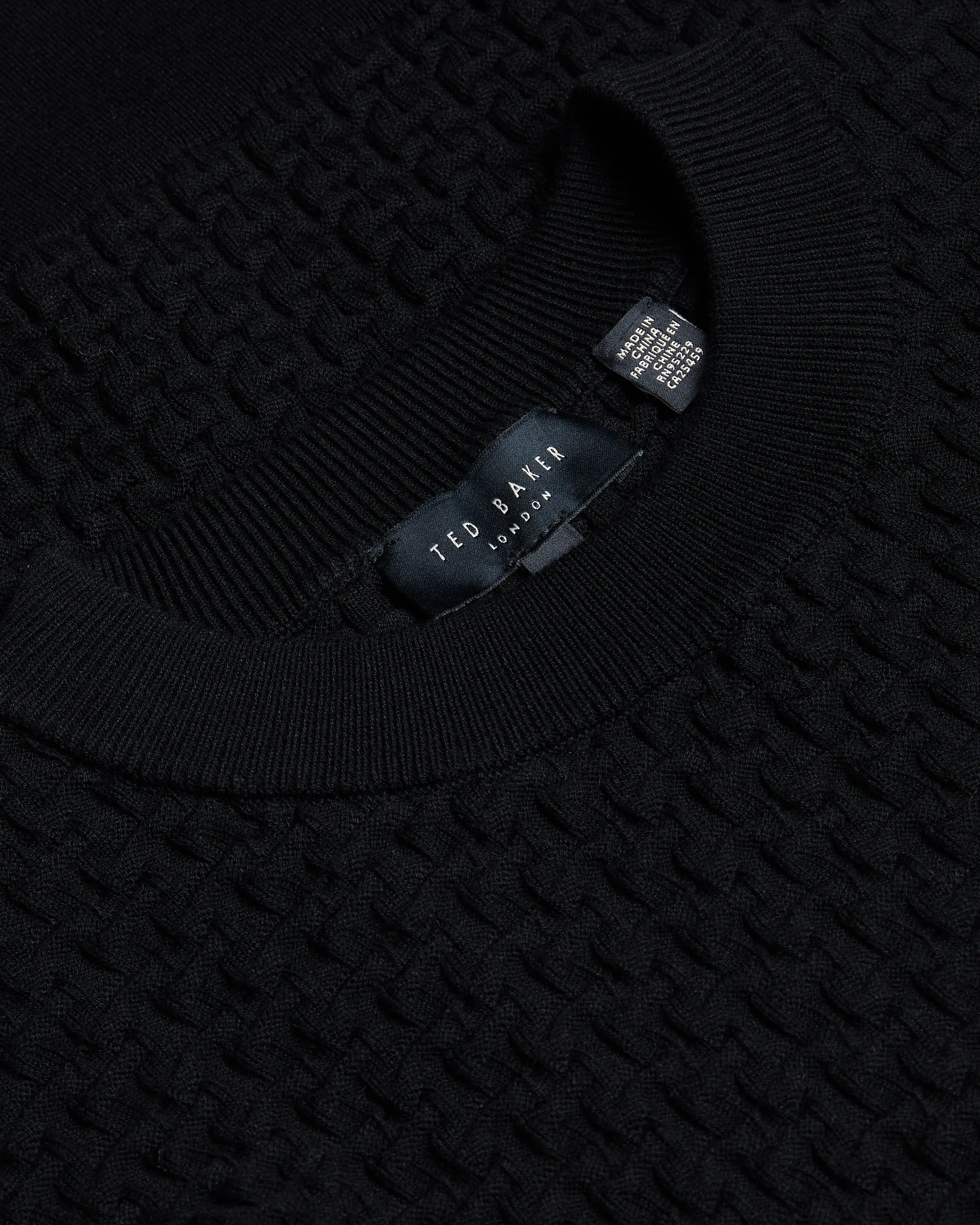 Tedtyy Jacquard Knitted Crew Neck Sweater Black