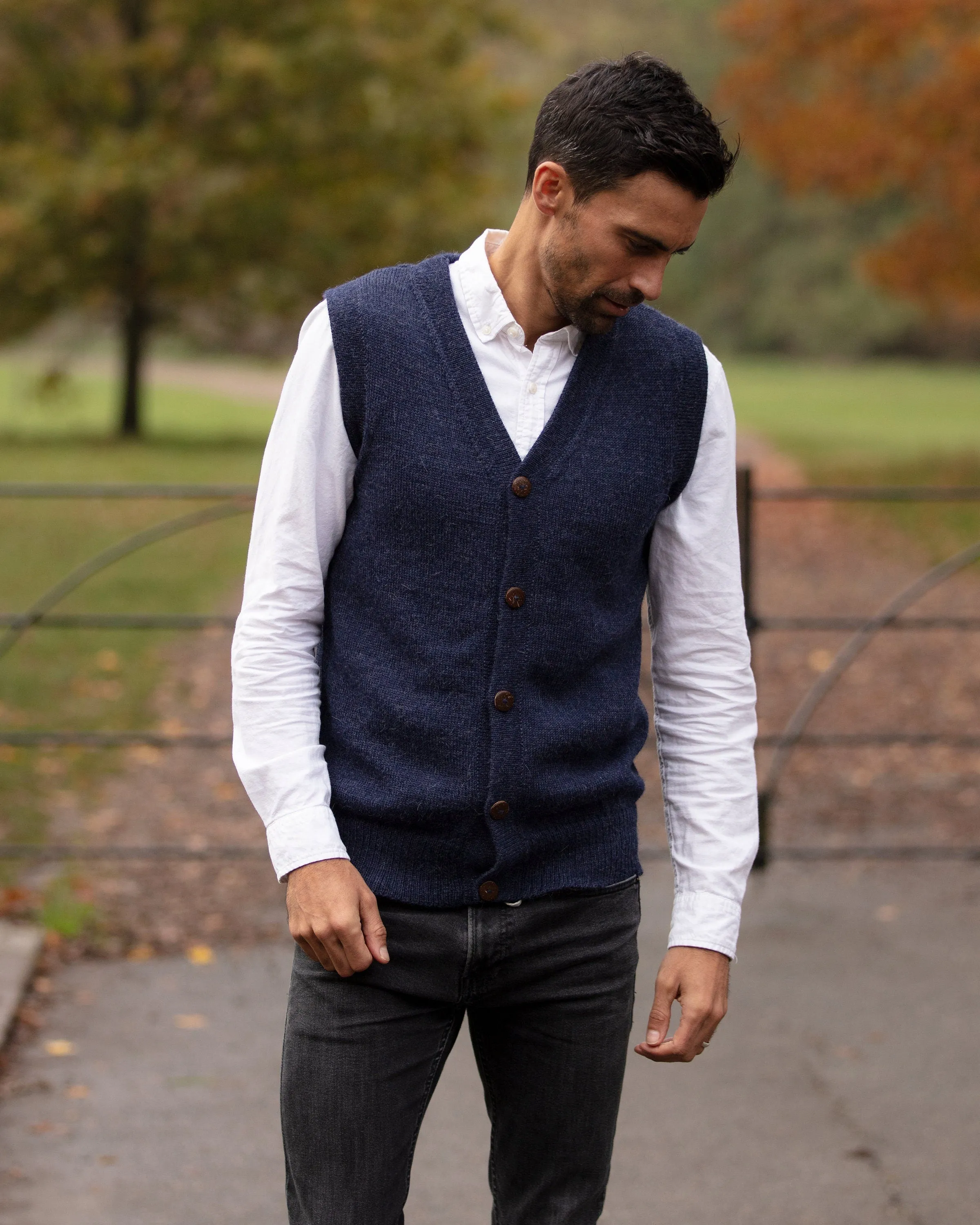 Vest waistcoat 100% alpaca wool knitted men's woollen pullover alpaca fibre knit, warm natural fibres, eco friendly gift PLASTIC FREE