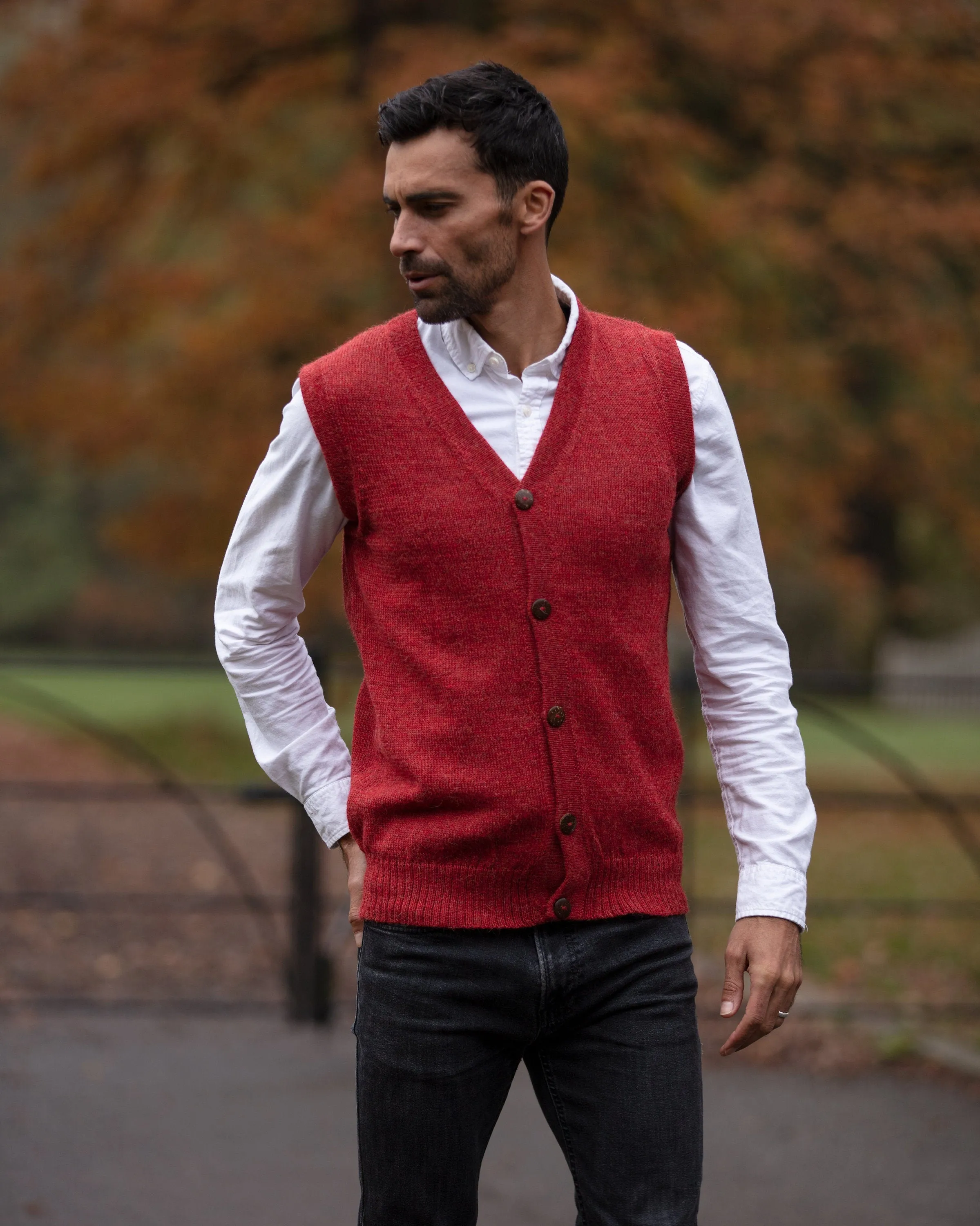 Vest waistcoat 100% alpaca wool knitted men's woollen pullover alpaca fibre knit, warm natural fibres, eco friendly gift PLASTIC FREE